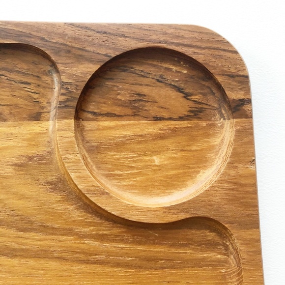 Dolphin Teak 2 Section Cheese Board Serving Tray - Picture 3 of 8